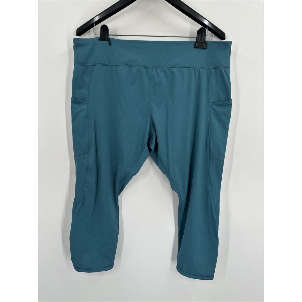 Duluth Women's Leggings XXL 2X Teal High Rise Crop Capri Pockets Walking MINT